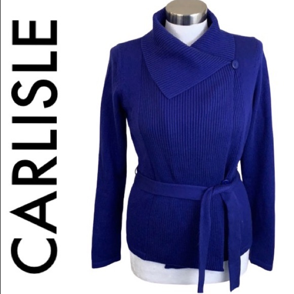 Carlisle Sweaters - CARLISLE BLUE CARDIGAN KNIT JACKET SIZE SMALL